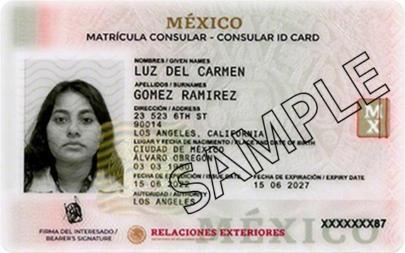 Sample image of a consular identification card